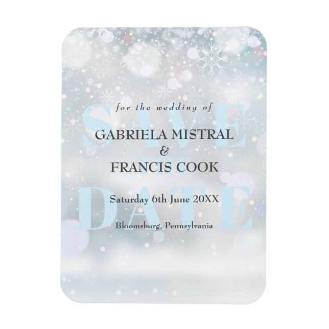 Magnet Flexible Premiers Snowflakes Enregistrer la date (Vertical)