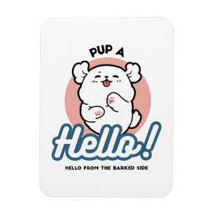 Magnet Flexible Prends un bonjour ! - Joyeux dessin de chien blanc