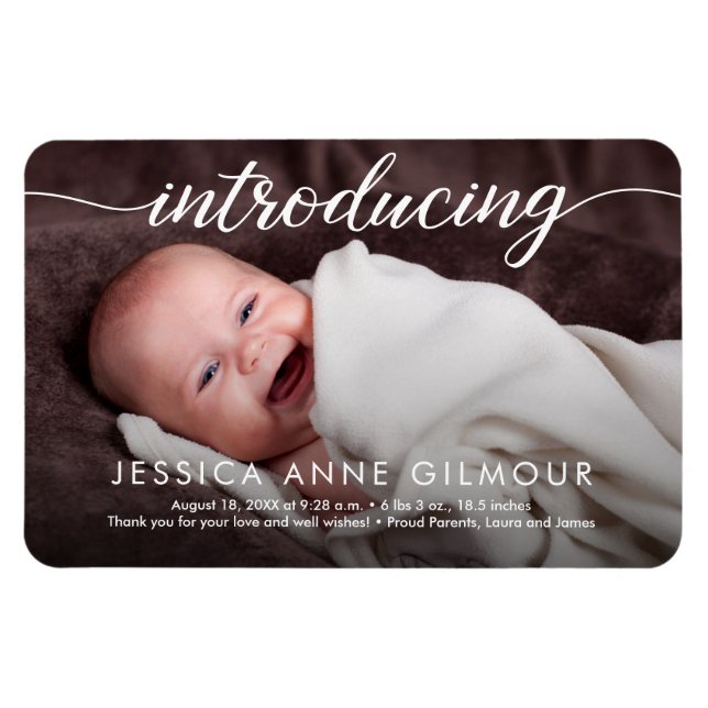 Magnet Flexible Présentation de bébé fille personnalisée Photo Ele (Horizontal)
