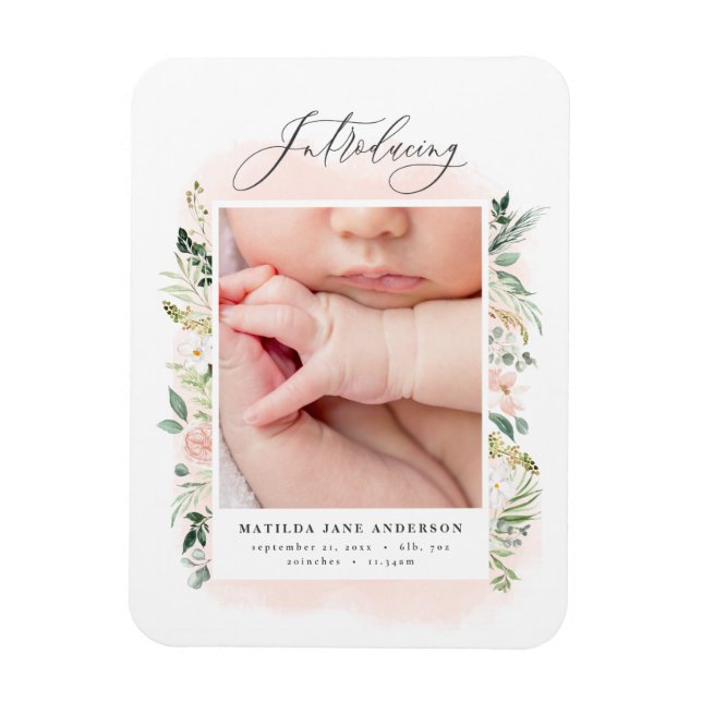 Magnet Flexible Présentation de la photo blush rose floral annonce (Vertical)