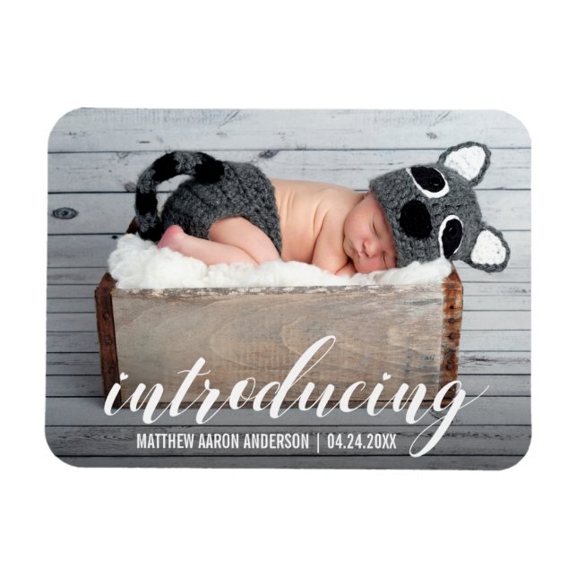 Magnet Flexible Présentation de nouveaux Coeurs Bébés Faire-part P (Horizontal)