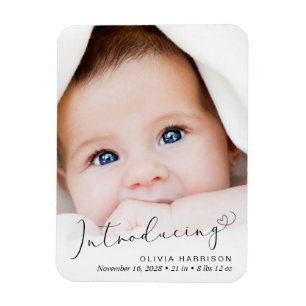Magnet Flexible Présentation du Faire-part de naissance de script 