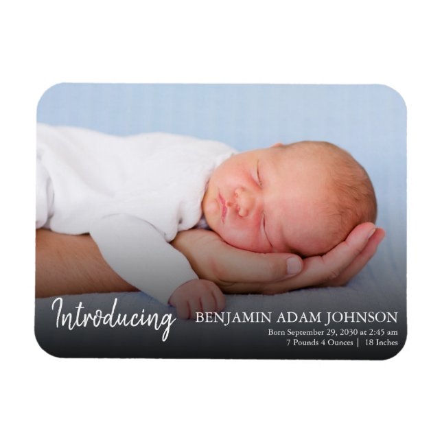 Magnet Flexible Présentation moderne Annonce de naissance photo de (Horizontal)