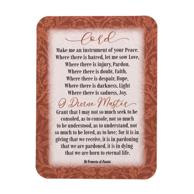 Magnet Flexible Prière de Paix - Saint François d'Assise (Vertical)