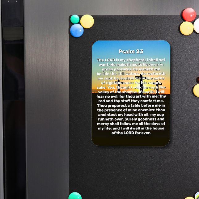 Magnet Flexible Prière du coucher du soleil 3 Croix Psaume 23 (Three Crosses Psalm 23 Sunset Prayer Magnet)
