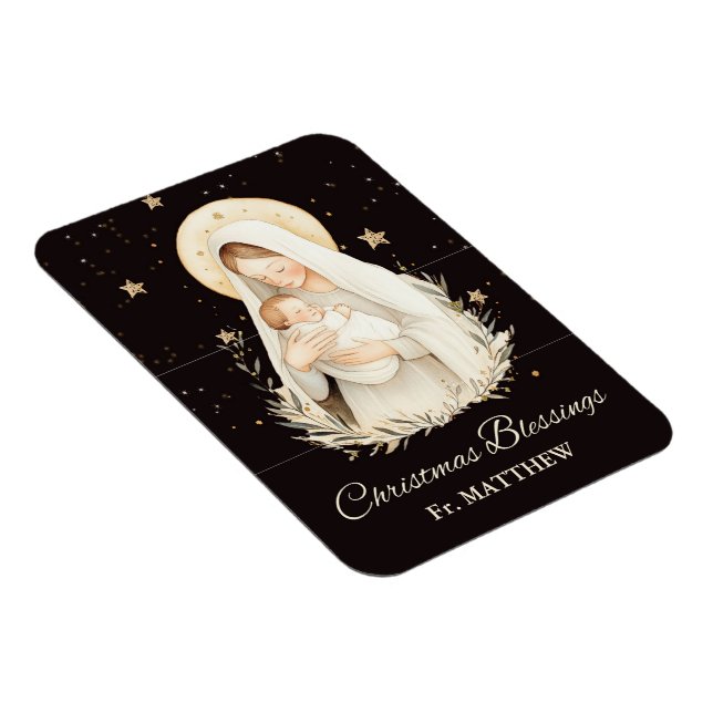 Magnet Flexible Priest Christmas Blessings Madonna Child Black (Côté Droit)