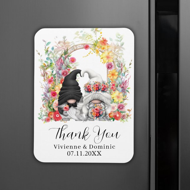 Magnet Flexible Printemps Merci Gnome Floral (Spring Wedding Thank You Gnome Floral Magnet
)
