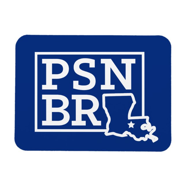 Magnet Flexible PSN BR Blanc sur le Magnat d'état bleu (Horizontal)