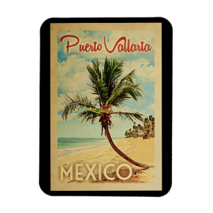 Magnet Flexible Puerto Vallarta Palm Tree Vintage voyage