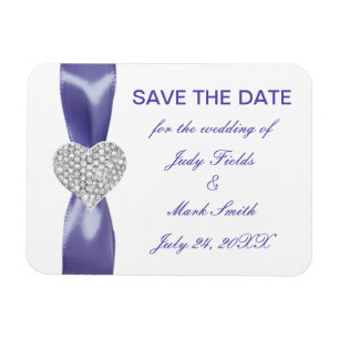 Magnet Flexible Purple Blue Diamond Heart Enregistrer La Date Magn