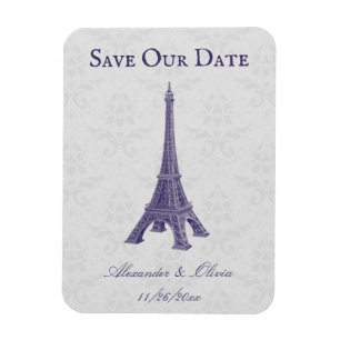 Magnet Flexible Purple Eiffel Tower Damask Enregistrer L'Aimant Da