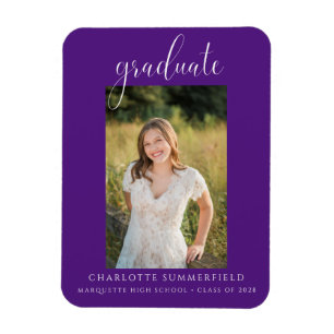 Magnet Flexible Purple Elegant Script Photo Graduation
