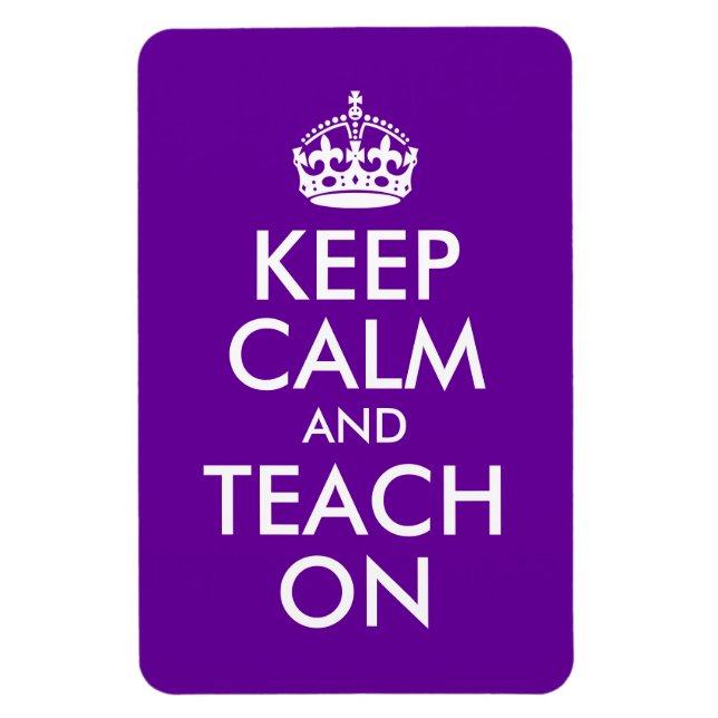 Magnet Flexible Purple et blanc Gardez le calme et Enseigner (Vertical)