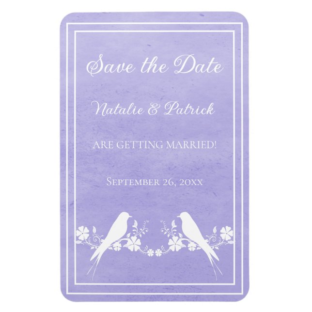Magnet Flexible Purple Lovebird Floral Enregistrer l'aimant de dat (Vertical)