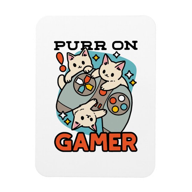 Magnet Flexible Purr On Gamer - Conception De Jeu De Chat Cute (Vertical)