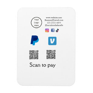 Magnet Flexible Q R code PayPal venmo scanner payer ajouter médias