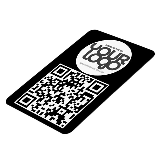 Magnet Flexible QR Code Customizable Modern Black Business Card (Côté Gauche)