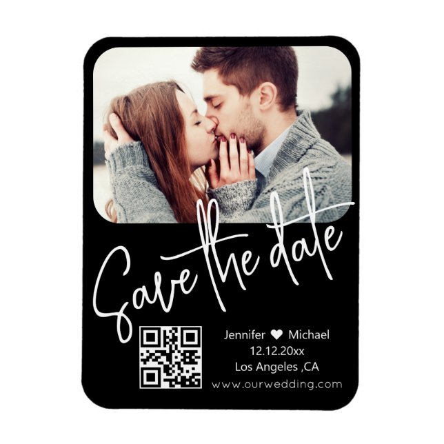 Magnet Flexible qr code moderne chic mariage photo enregistrer la  (Vertical)