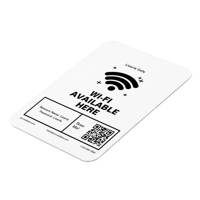 Magnet Flexible Qr Code Nom commercial Minimal wifi Détails (Côté Gauche)