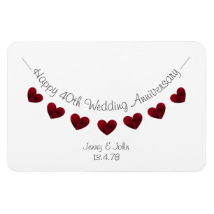 Magnet Flexible quarantième étamine rouge de coeur d'anniversair