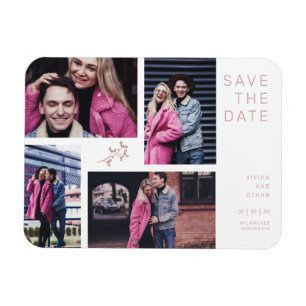 Magnet Flexible Quatre Photos Moderne Minimaliste Mariage Collage