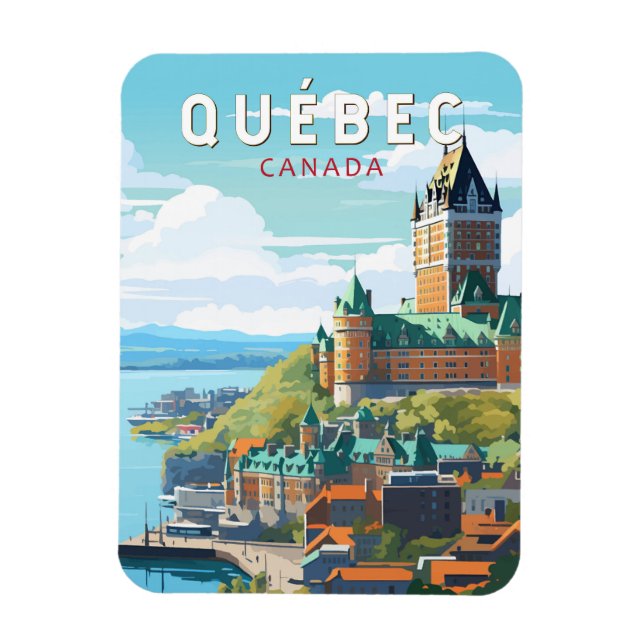 Magnet Flexible Québec Canada Travel Art Vintage (Vertical)