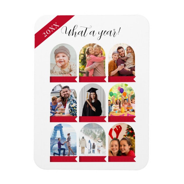 Magnet Flexible Quelle année, 9 photo collage Carte de vacances (Vertical)