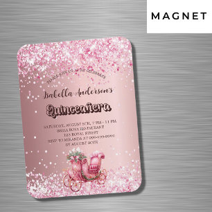 Magnet Flexible Quinceanera carrosse rose invitation de luxe