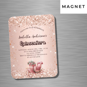Magnet Flexible Quinceanera rose or chariot de luxe invitation