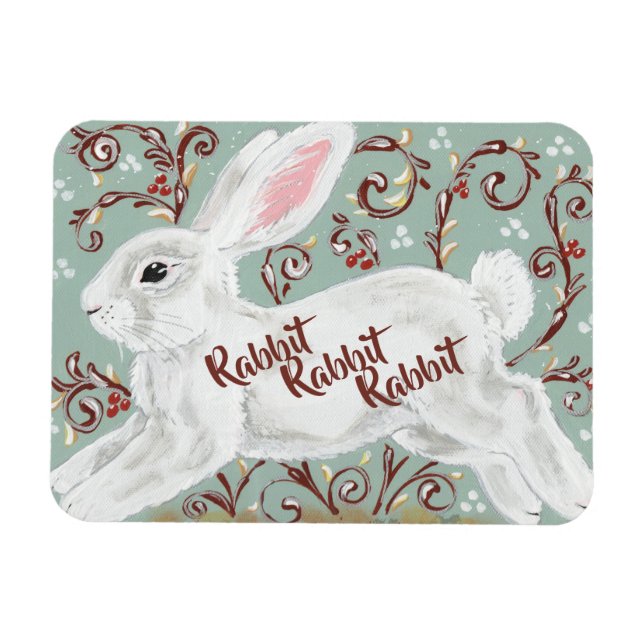 Magnet Flexible Rabbit Rabbit Rabbit Mois Bon Rappel de la chance (Horizontal)