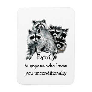 Magnet Flexible Raccoon Family Friends Love Citation Animal Art