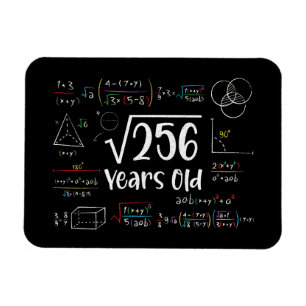 Magnet Flexible Racine carré de 256 16e anniversaire Cadeaux de 16