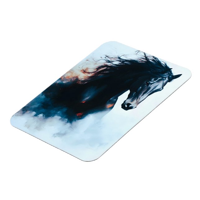 Magnet Flexible  Racing Black Horse Portrait Minimalist (Côté Gauche)