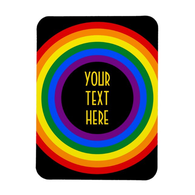 Magnet Flexible RAINBOW FLAG BUTTON + your sign or text (Vertical)