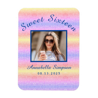 Magnet Flexible Rainbow Parties scintillant Sweet 16 Anniversaire