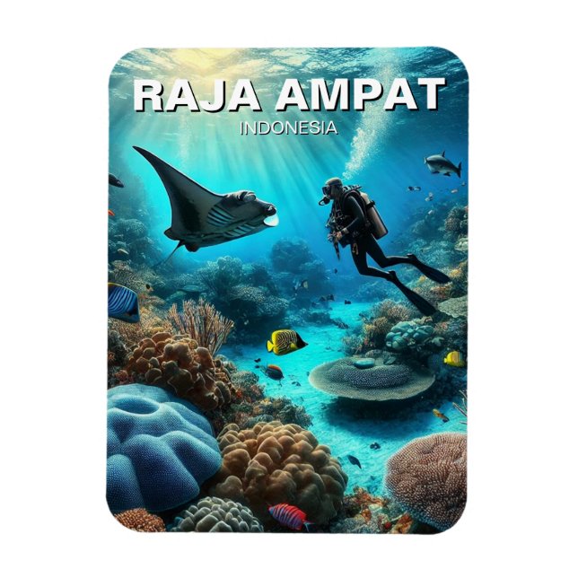 Magnet Flexible Raja Ampat Indonésie Scuba Diver (Vertical)