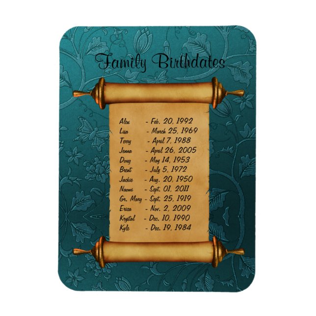 Magnet Flexible Rappel de la date de naissance de la famille (Vertical)