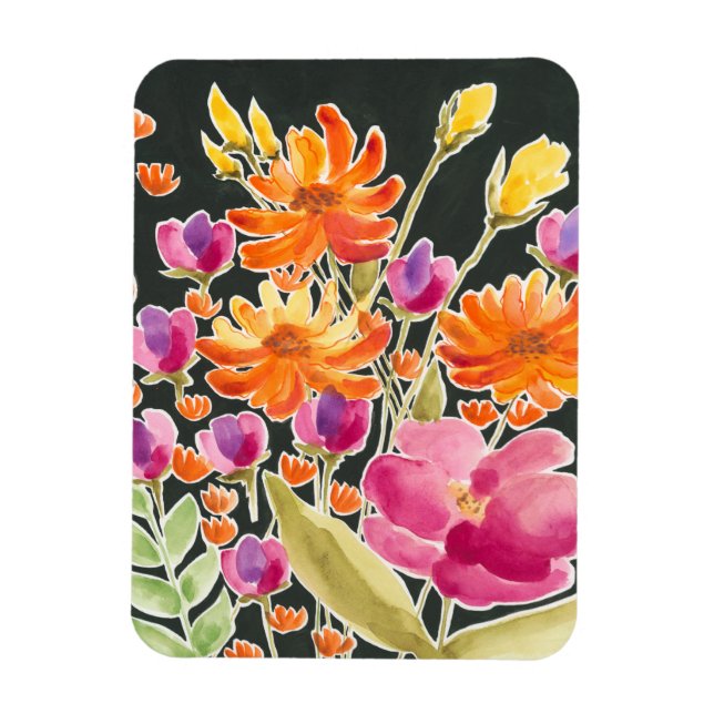 Magnet Flexible Rassemblement splendide - Fleurs roses et orange (Vertical)