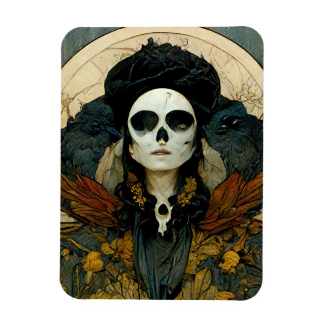 Magnet Flexible Raven Sorcière Imaginaire Horreur Goth Gothique (Vertical)