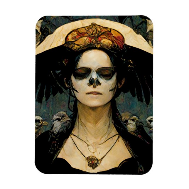 Magnet Flexible Raven Witch 4 Imaginaire Horreur Goth Gothique (Vertical)