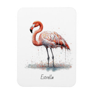 Magnet Flexible Rayon de Flamant rose : Flamant rose aquarelle, pe