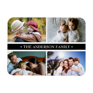 Magnet Flexible Rayure élégante de noir de collage de 4 photos