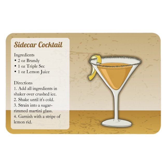 Magnet Flexible Recette de cocktail Sidecar (Horizontal)