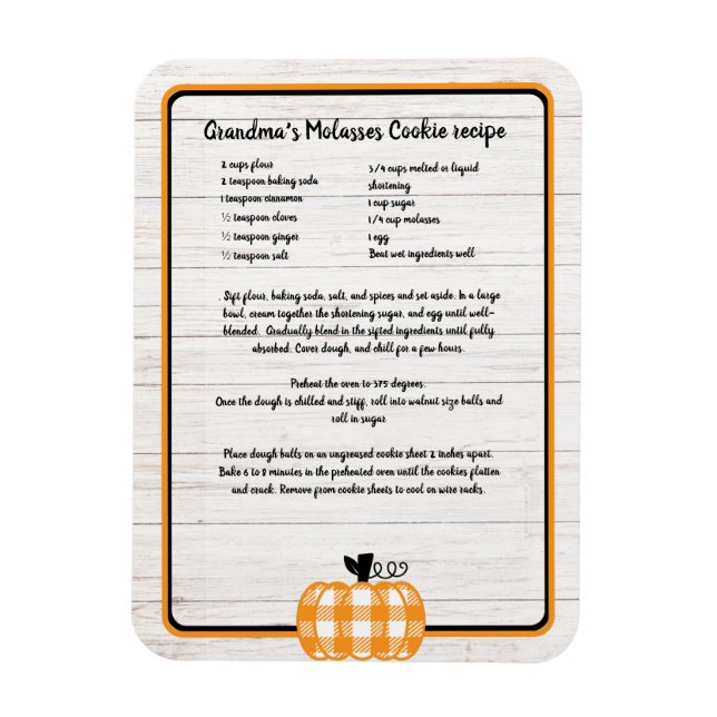 Magnet Flexible Recette keepsaké automne plaid orange citrouille b (Vertical)