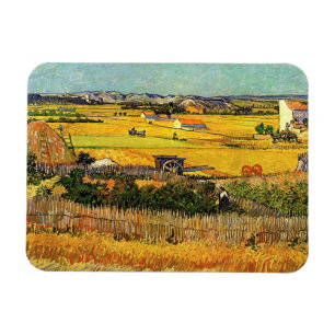 Magnet Flexible Récolte à La Crau, avec Montmajour dans le Backgro