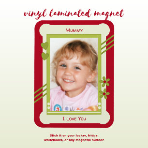 Magnet Flexible Red and green love you maman photo