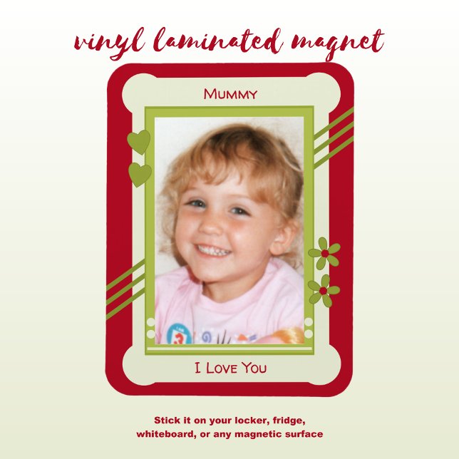 Magnet Flexible Red and green love you maman photo (Créateur téléchargé)