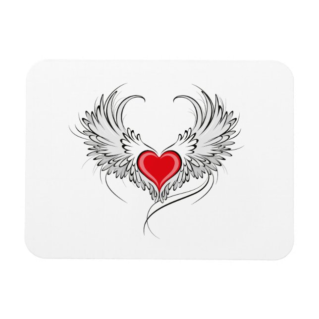 Magnet Flexible Red Angel Coeur avec ailes (Horizontal)