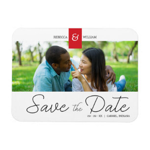 Magnet Flexible Red Chic Custom Photo Instant Engagé Couple