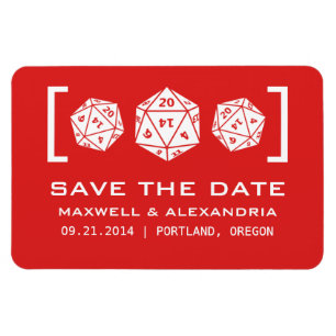Magnet Flexible Red D20 Dice Gamer Enregistrer l'aimant de date
